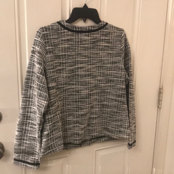 Black and White Tweed Blazer with Black Trim By Emily Daniels - Picture 6 of 7